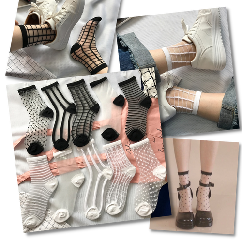 10 Pairs Transparent Fashion Socks for Women