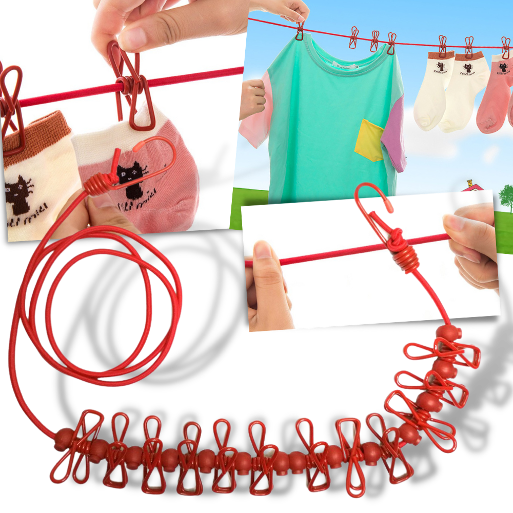 4m Stretch Camping Clothesline with Pegs