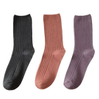 3 Pairs Ribbed Cotton Socks for Women