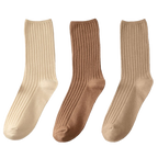 3 Pairs Ribbed Cotton Socks for Women