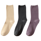 3 Pairs Ribbed Cotton Socks for Women
