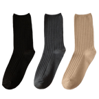 3 Pairs Ribbed Cotton Socks for Women