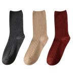 3 Pairs Ribbed Cotton Socks for Women