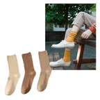 3 Pairs Ribbed Cotton Socks for Women