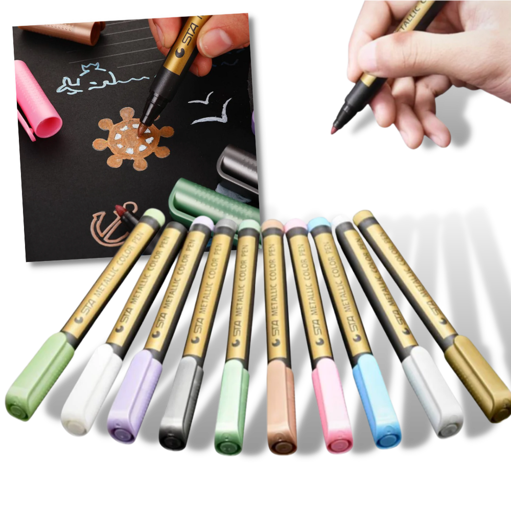 10-Pack Metallic Colour Markers
