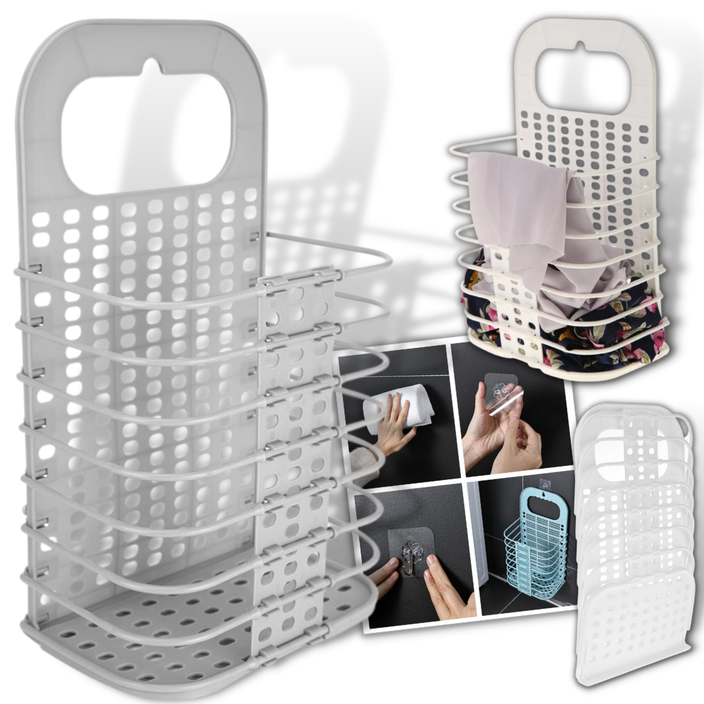 Plastic Folding Wall-Mountable Laundry Basket