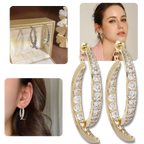 Boucles d'oreilles doré/ argenté en courbe croisée