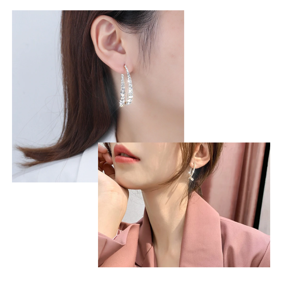 Boucles d'oreilles doré/ argenté en courbe croisée