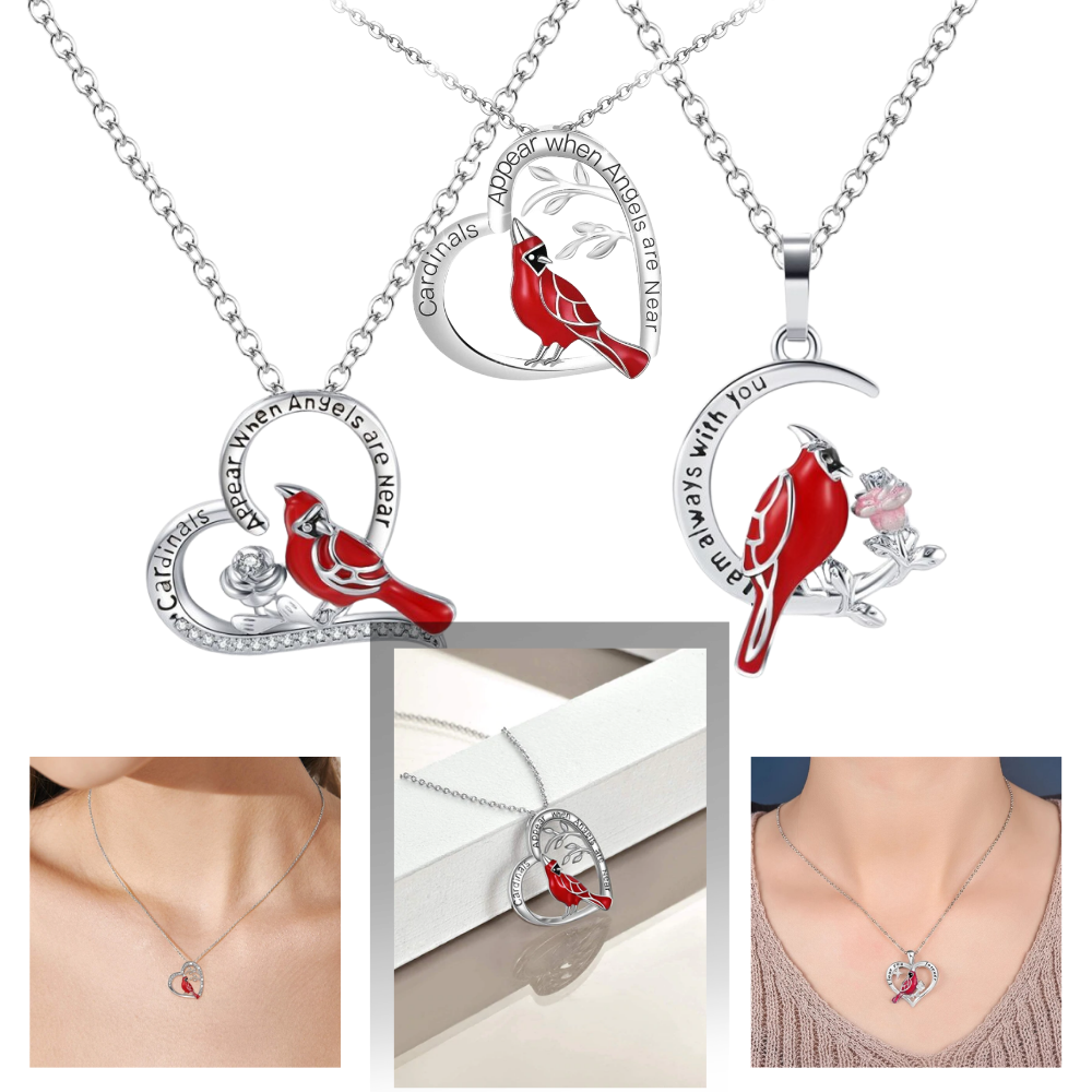 Cardinal Heart Pendant Necklace