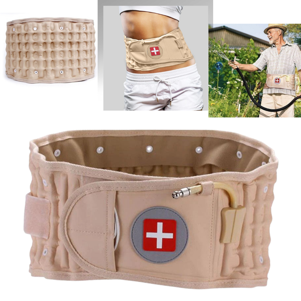 Inflatable decompression lumbar support belt