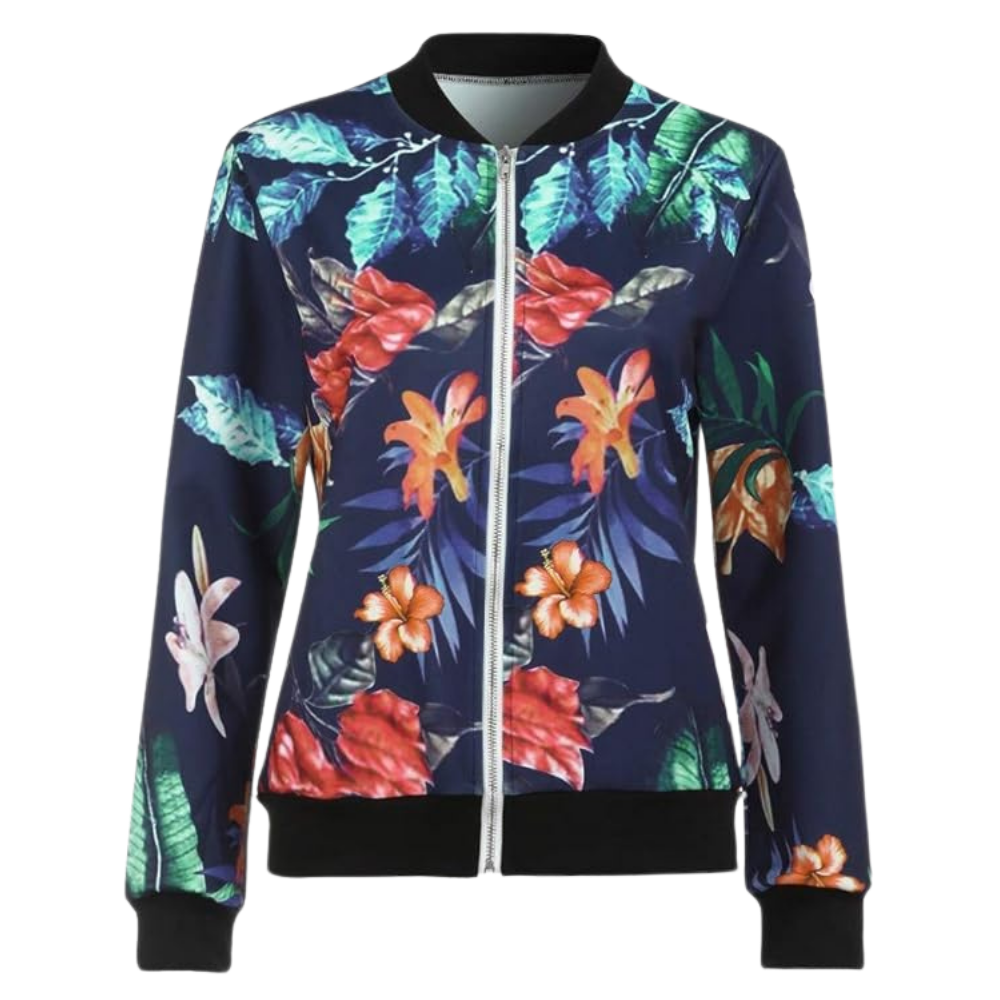 Long Sleeve Flower Bomber Jacket
