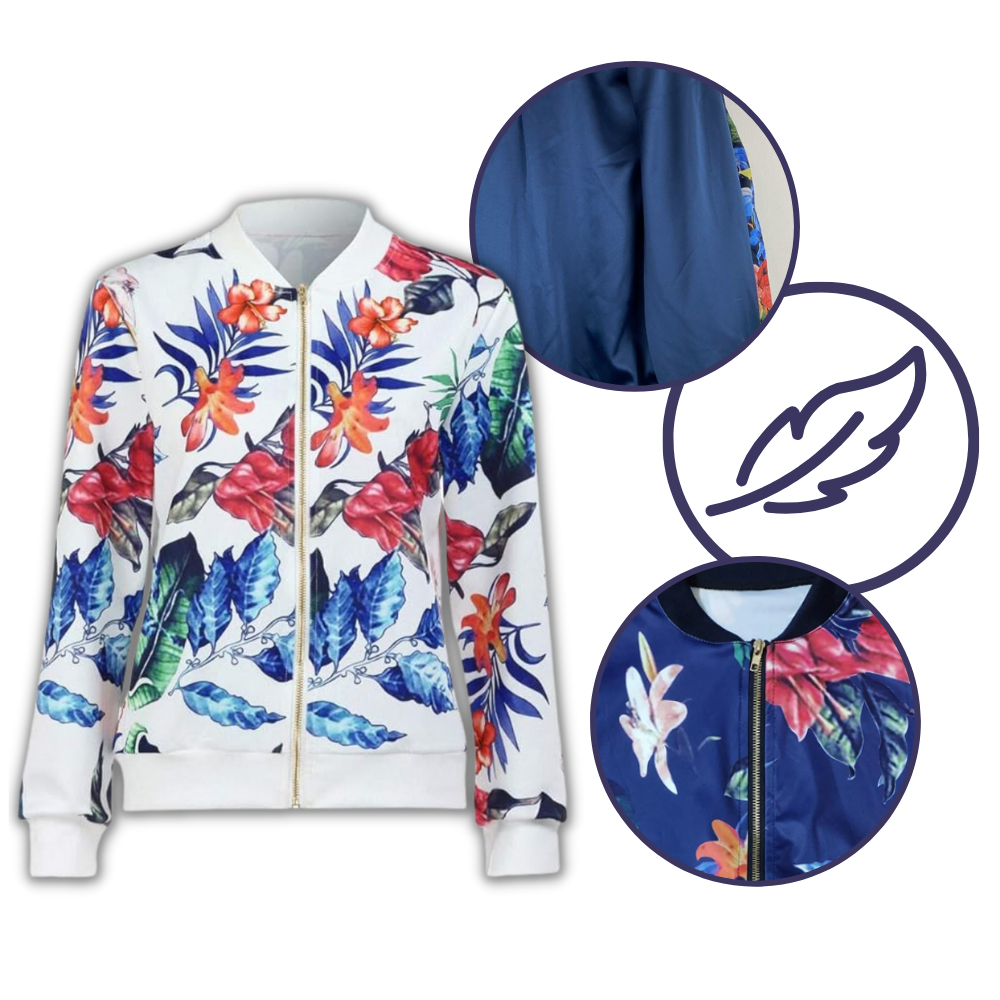Long Sleeve Flower Bomber Jacket