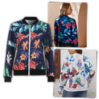 Long Sleeve Flower Bomber Jacket