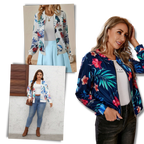 Long Sleeve Flower Bomber Jacket