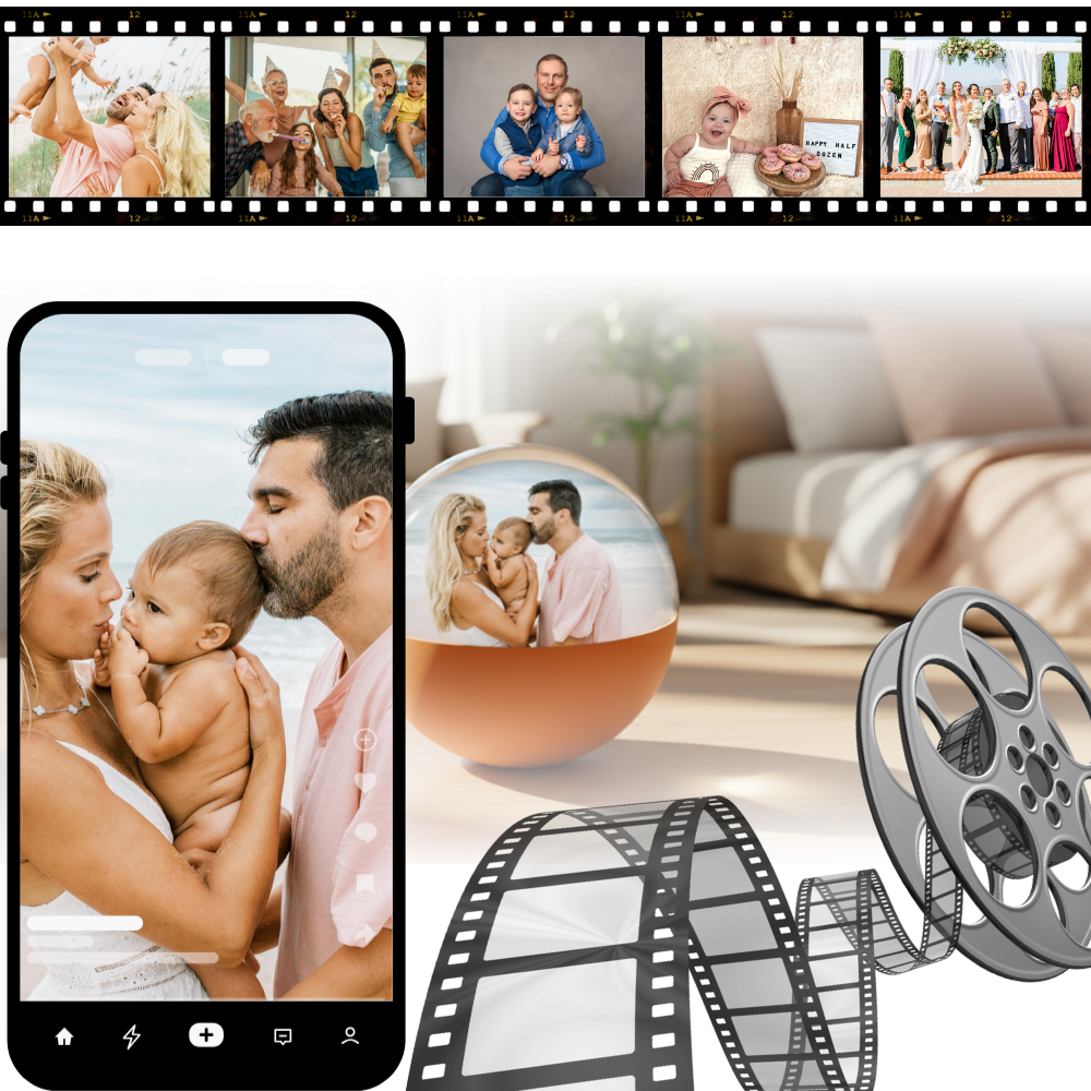 Boule de Noël avec souvenirs photo et vidéo personnalisés