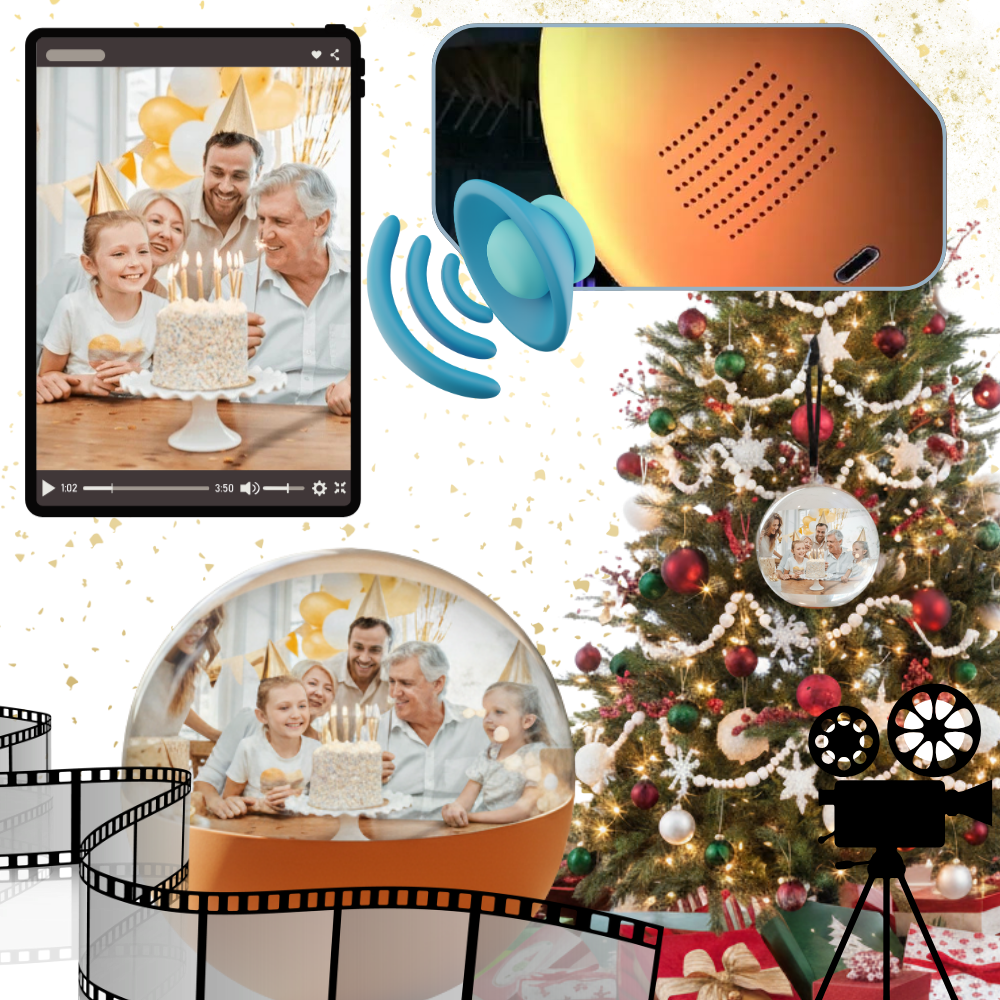 Boule de Noël avec souvenirs photo et vidéo personnalisés