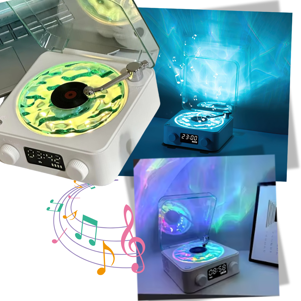 Retro-Style Waves Vinyl Player