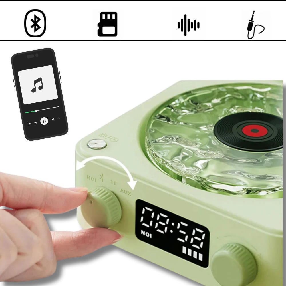 Retro-Style Waves Vinyl Player