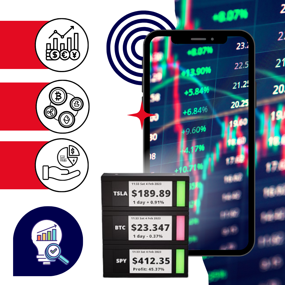 Afficheur bourse et crypto en direct avec design empilable
