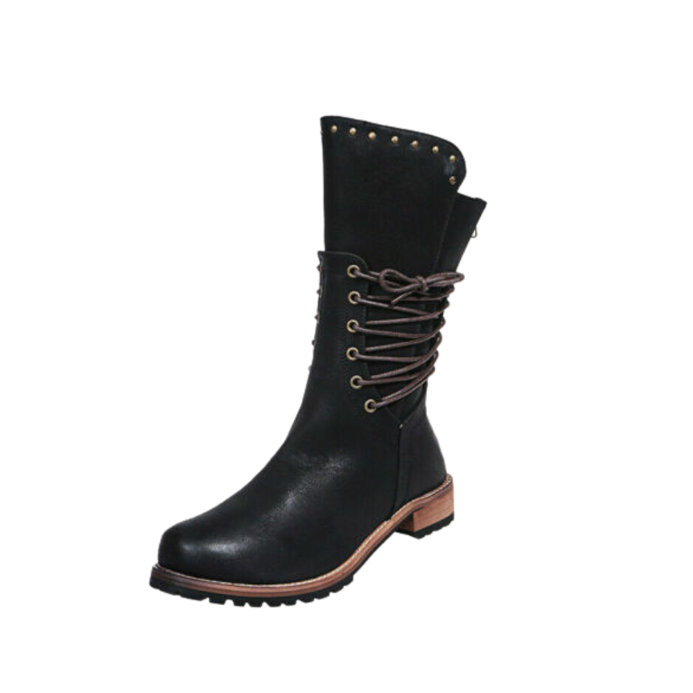 Bottines vintage en cuir PU
