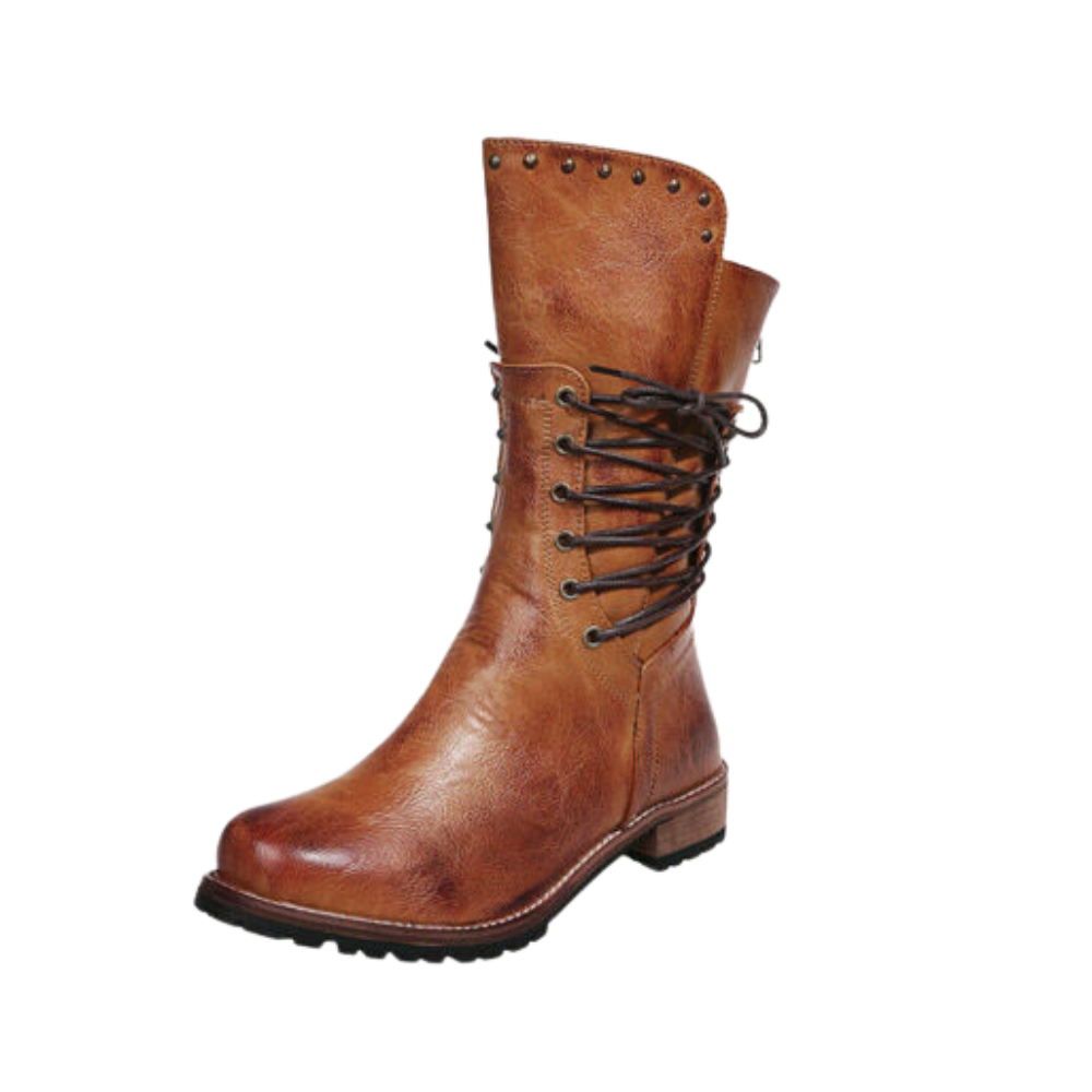 Bottines vintage en cuir PU