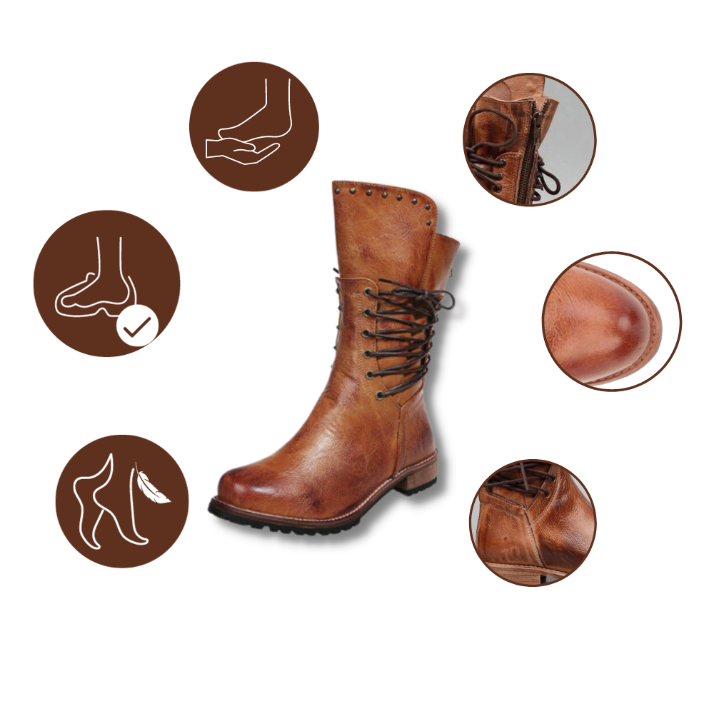 Bottines vintage en cuir PU