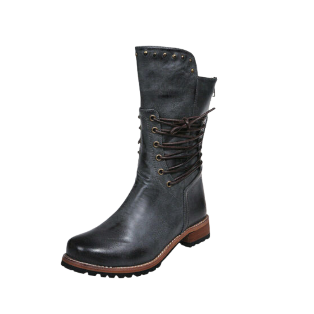 Bottines vintage en cuir PU