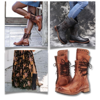 Bottines vintage en cuir PU