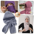 Bonnet à capuche en tricot coupe-vent avec écharpe et protège-oreilles