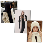 Bonnet à capuche en tricot coupe-vent avec écharpe et protège-oreilles